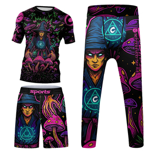 Bộ đồ thể thao MMA nén 4 món cho bé trai - Áo chống nắng UPF50, chống tia UV, tập luyện BJJ, bóng đá, quần bó tập gym - Product Image 3