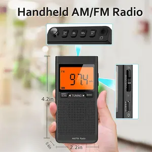 ポータブル多機能ICデジタルFmAmラジオパーソナルミニラジオ (イヤホン付き)
