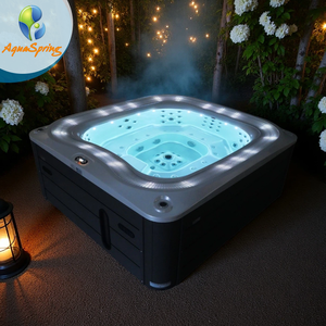 Baignoires à remous extérieures Aquaspring en acrylique <span class=keywords><strong>8</strong></span> <span class=keywords><strong>places</strong></span> 73 jets <span class=keywords><strong>Jacuzzi</strong></span> et spa <span class=keywords><strong>extérieur</strong></span> avec 35 lumières LED - Product Image 1