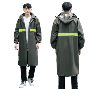 <strong>Waterproof</strong> Men's One-Piece <strong>Raincoat</strong> Knitted Fabric Long Trench Coat for Outdoor Activities Hiking Cycling Soft Oxford Cloth - Product Image 3