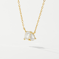 FUAMAY clásico 925 plata esterlina dos piedras colgante collar cuadrado y pera doble CZ collar 18K chapado en oro Toi Et Moi collar