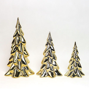 Árboles <span class=keywords><strong>de</strong></span> <span class=keywords><strong>Navidad</strong></span> <span class=keywords><strong>de</strong></span> Cerámica Electrochapados en Oro Metálico, Decoración <span class=keywords><strong>de</strong></span> <span class=keywords><strong>Mesa</strong></span> <span class=keywords><strong>de</strong></span> Porcelana en Varios Tamaños - Product Image 3