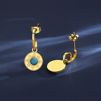 Boucles d'oreilles longues vintage en acier inoxydable SP-LAM Boho pour femmes, avec pierre naturelle turquoise
