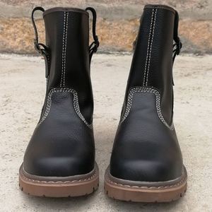 Retro Style Autumn and Winter High Top Thick Soled Leather Boots Outdoor Outdoor Safety Boots Non Slip High Quality <b>Crafted</b> - Product Image 3