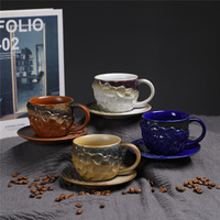 Nouvelle tasse en céramique de style 200 ml, tasse à thé de l'après-midi en grès, petite tasse à café en porcelaine avec soucoupe