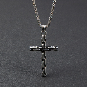 <b>Cross</b> <b>Chain</b> Stainless Steel Necklace Men's Pendant European American Style SP1025 - Product Image 3