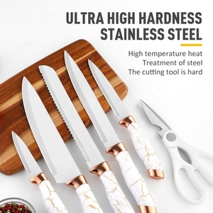 Wholesale Kitchen Knife Set Chef Knife Scissors Non-stick Coating Stainless Steel Kitchen Knife Set with <b>Acrylic</b> <b>Block</b> - Product Image 4