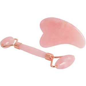 Outil de massage Gua Sha en quartz rose et rouleau de jade pour le visage, vente chaude en usine - Product Image 2