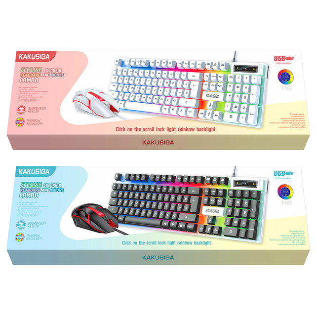 KAKU/KAKUSIGA Colorful Lighting Free Control Suspension Button Mechanical Feel Fashionable Colorful Keyboard and Mouse Set