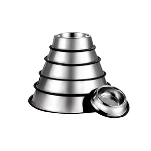 Stylish Stainless Steel <strong>Dog</strong> <strong>Bowls</strong> with Anti-Skid Rubber Base <strong>Rounded</strong> Non-Slip Feeders for Water Food Small Stackable Water <strong>Bowl</strong> - Product Image 2