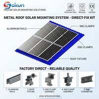 Supports de montage solaire pour toits métalliques industriels et commerciaux, pour toits en tôle, abris de voiture, surface anodisée, résistance au vent 40 m/s, résistance à la neige