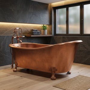 Bañera Ovalada de Lujo con Patas de Cobre, Bañera de Metal Independiente para Casa u Hotel - Product Image 1