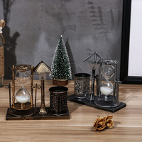 Porte-stylo sablier vintage, organisateur de bureau en forme de lampadaire rétro, minuteur à sable en plastique pour le bureau, la maison, la décoration de Noël, cadeau