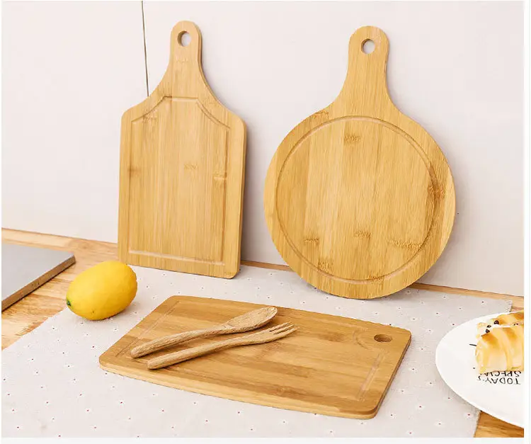 Creative wholesale Kitchen supplies quality portable fashion chopping whole bamboo pizza vegetable fruit Mini cutting board