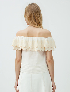 Fabricante de Ropa, Blusa de Moda para Mujer, Estilo Boutique, Sexy, Verano, Bordada, con Hombros Descubiertos - Product Image 4