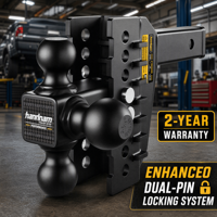 Enganche Universal para Remolque de Alto Rendimiento de Acero al Carbono Tri-Ball con Capacidad de 18500 LBS, Receptor de 2 Pulgadas y Elevación Ajustable de 6 Pulgadas