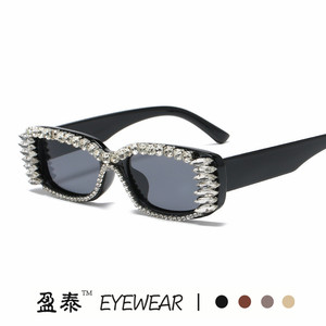Trendy Square Rhinestone <b>Sunglasses</b> <b>Small</b> <b>Frame</b> Women's UV400 PC Lens Street Style - Product Image 2