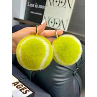 Petit porte-clés de voiture tennis polyvalent, breloque en peluche, pendentif pour sac à dos, mignon, en fausse fourrure de lapin Rex imprimée