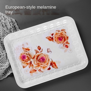 Juego de servir de boda de flores rosas, diseño personalizado, Gran bandeja rectangular de melamina blanca elegante, individual para alimentos, precio de fábrica al por mayor - Product Image 6