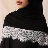 Hijab long en modal et dentelle premium non transparente, couleur de dentelle personnalisable, confortable et doux, style ethnique pour femmes musulmanes