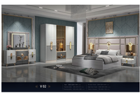 Ensemble complet de meubles de chambre à coucher de luxe turcs en gros, avec rangement, lit double, cadre en bois, taille King Size, mobilier de chambre moderne