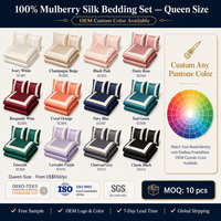 Ensemble de literie 100% soie de mûrier, 4 pièces, housse de couette en soie pure, ensemble de draps avec 2 taies d'oreiller, ensemble de linge de lit taille King Queen