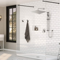 Douche de pluie rectangulaire murale en acier inoxydable SUS304 chromé de 16 pouces, haute pression, injection d'air, pour projets hôteliers commerciaux