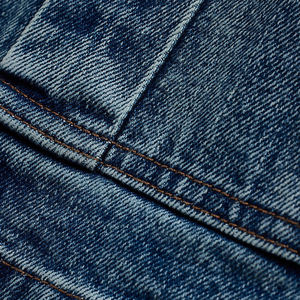 Veste en jean décontractée et stylée pour femmes personnalisée Vestes en jean bleu foncé boutonné Veste en jean délavée moyenne avec ceinture - Product Image 5
