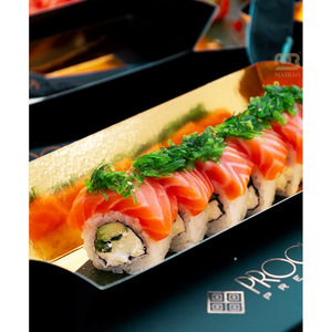 Boîte à sushi pliante noire <span class=keywords><strong>de</strong></span> qualité supérieure, contenant à sashimi omakase, jetable, à emporter, boîte en papier pour sushi, emballage pour sushi à emporter - Product Image 1
