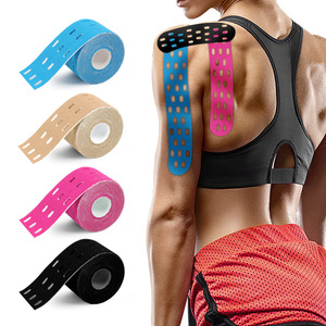 Bande élastique en coton, ruban <span class=keywords><strong>de</strong></span> <span class=keywords><strong>kinésiologie</strong></span> respirant et perforé, ruban musculaire protecteur, ruban thérapeutique multicolore pour le sport - Product Image 2