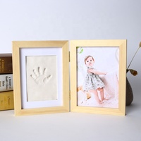 Yeni Anne Adayları Bebek El Ayak Kalıbı Boyama Döküm Seti Yaratıcı Çam Ahşap Gölge Kutusu Fotoğraf Resim DIY Hatıra Seti