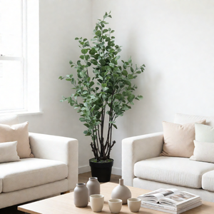 Arbre d'<span class=keywords><strong>eucalyptus</strong></span> artificiel de qualité supérieure de 114 cm avec <span class=keywords><strong>pot</strong></span>, faux sol, arbres artificiels <span class=keywords><strong>pour</strong></span> la décoration des arbres dans la maison, le salon, le jardin - Product Image 4