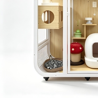 Villa pour chat moderne minimaliste à plusieurs niveaux en contreplaqué, MDF et fer, mobilier pour chat d'intérieur, toutes saisons
