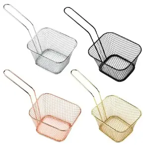 Hot Sale Mini French Fries and Chips Basket Stainless Steel Kitchen Accessory Iron Mesh Strainer & Colander for Food Use