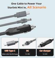 Cable de Alimentación 3 en 1 para Starlink Mini, Cable de Extensión de Alimentación CC de 18 AWG, Compatible con Starlink Mini, Cable USB C a CC para Automóvil