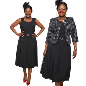 Traje de Vestir con Estampado de Puntos y Chaqueta, Talla Grande 5XL - Product Image 1