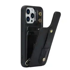 Étui portefeuille à fente pour carte Premium pour iPhone 14 Pro Max bracelet en cuir couverture arrière pour iPhone 13 12 11 Pro X XS Max XR 6 7 8 Plus