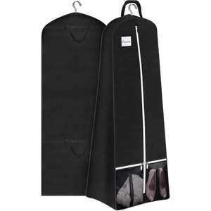 <span class=keywords><strong>Housse</strong></span> de rangement pliable grande capacité pour robe de mariée et robes de soirée, noire, avec soufflets et poches, pour voyage - Product Image 1