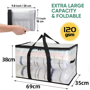 Bolsas <span class=keywords><strong>de</strong></span> Mudanza Transparentes Extra Grandes y Resistentes con Cierre y Asas Reforzadas para Almacenamiento y Mudanza - Product Image 2
