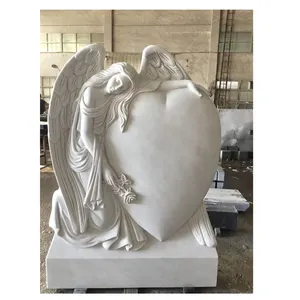 Natural Granite Monuments Modern Wholesale White Granite Gravestones With Angel Wings Monument Cemetery Momerial For Sale