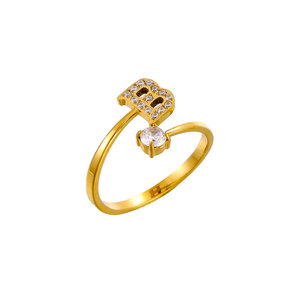Anillos Ajustables de Acero Inoxidable 316L con Circonita y Piedras Preciosas, Chapados en Oro de 14k y 18k, Resistentes al Agua y al Deslustre, para Mujer - Product Image 4