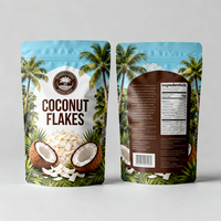 Kemasan Makanan Anti Bau dengan Logo Custom, Kantong Mylar untuk Keripik Kelapa, Snack Kelapa, Pouch Ziplock Berdiri