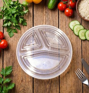 Wholesale HACAMY 3-Compartment Disposable Round PP Plastic Food <b>Container</b> with Lid For Restaurant Catering And Food Delivery - Product Image 1