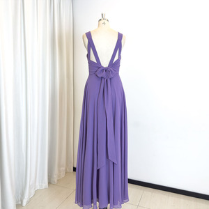วัยรุ่นเสน่ห์ขา Slit อย่างเป็นทางการชุดราตรีชุดยาวสีม่วงเพื่อนเจ้าสาวงานแต่งงานเจ้าสาวชุดแม่บ้าน - Product Image 2