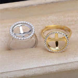 Anillo de Plata S925 con Círculo de Cristal, Anillo Abierto para Fabricación de Joyería DIY 5614 - Product Image 1