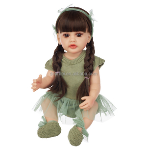 ZIYIUI Poupée Reborn Bébé 60cm 24 Pouces Realiste Doux Vinyle de Silicone Fille Lifelike Nouveau-né Yeux Ouvert avec Cheveux Longs Toddler