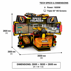 Máquina de Juego de Carreras Triple Speed Thunder de 55 Pulgadas, <span class=keywords><strong>Simulador</strong></span> de Carreras con Volante Real - Product Image 3