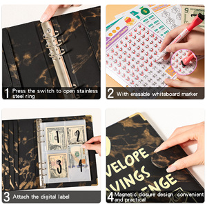 Système d'enveloppes cadeaux <span class=keywords><strong>pour</strong></span> le Défi 100 Jours avec couverture en similicuir, 50 feuilles à reliure à anneaux <span class=keywords><strong>pour</strong></span> la planification budgétaire en espèces - Product Image 4