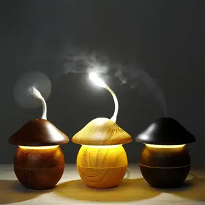 OEM Oil Aroma Diffuser USB Mini Small Wood Mushroom Air Humidifier with Moon Lamp