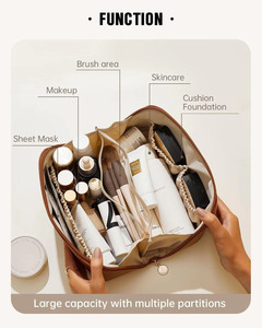 EASTAR - Bolsa de Maquillaje de Viaje, Gran Capacidad, Impermeable, de Cuero PU, Abertura Plana, Portátil, para Cuidado de la Piel - Product Image 3